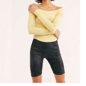 Free People Womans Suede Biker Shorts